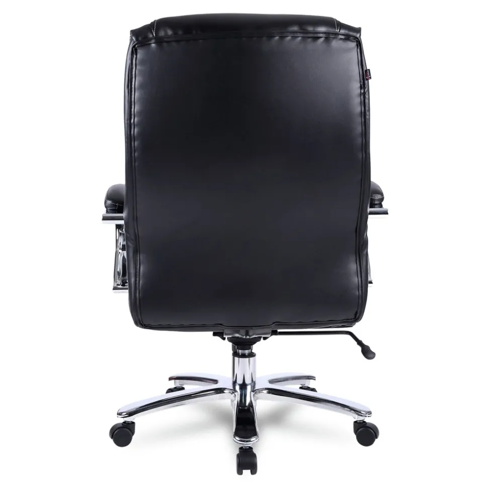Alera Maxxis Series Big And Tall Leather Chair, Black/chrome