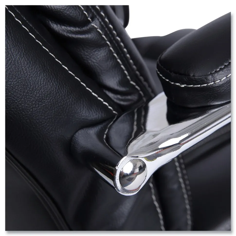 Alera Maxxis Series Big And Tall Leather Chair, Black/chrome