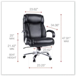 Alera Maxxis Series Big And Tall Leather Chair, Black/chrome
