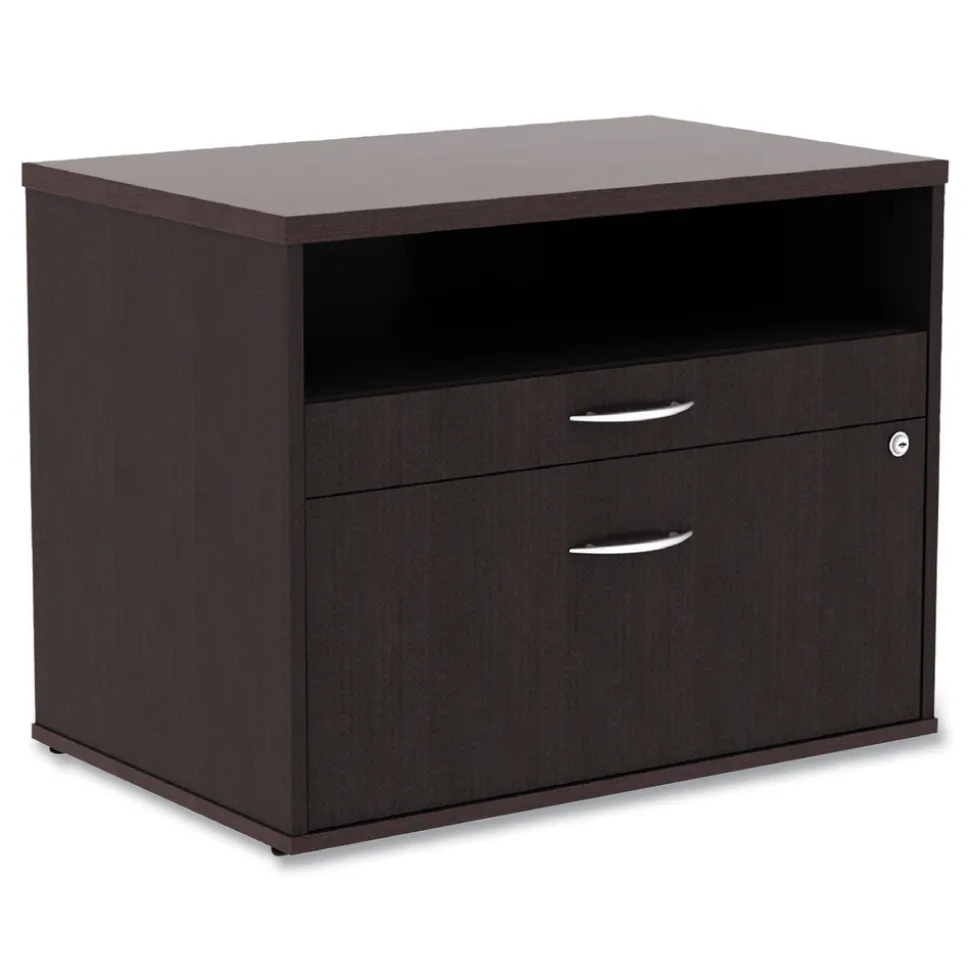 Alera Open Office Desk Series 29.5 x 19.13 x 22.88 Legal/Letter Low File 2-Drawer Cabinet Credenza - Espresso