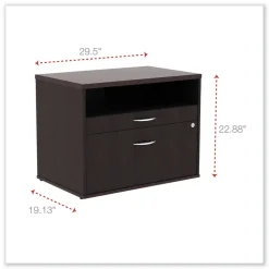 Alera Open Office Desk Series 29.5 x 19.13 x 22.88 Legal/Letter Low File 2-Drawer Cabinet Credenza - Espresso