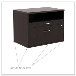 Alera Open Office Desk Series 29.5 x 19.13 x 22.88 Legal/Letter Low File 2-Drawer Cabinet Credenza - Espresso