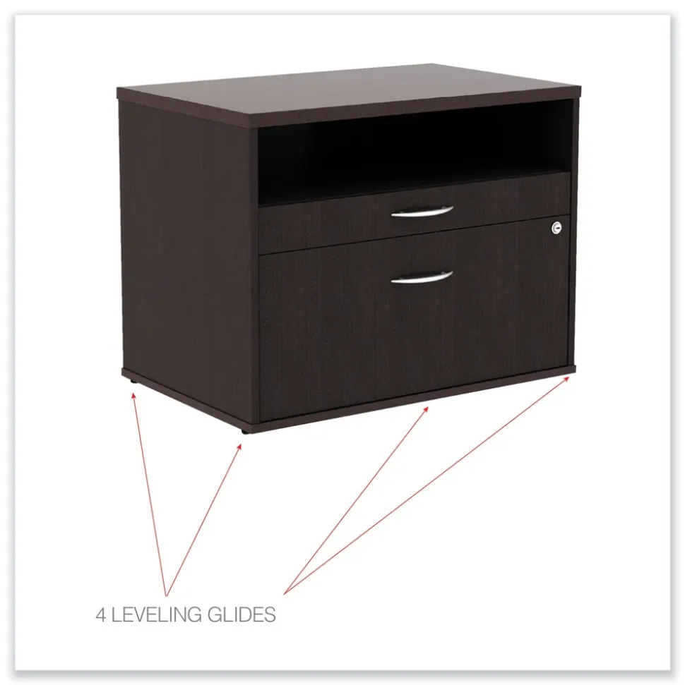 Alera Open Office Desk Series 29.5 x 19.13 x 22.88 Legal/Letter Low File 2-Drawer Cabinet Credenza - Espresso
