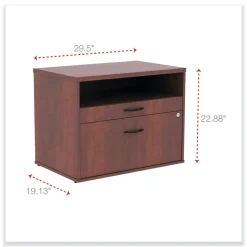 Alera Open Office Desk Series 29.5 x 19.13 x 22.88 Legal/Letter Low File 2-Drawer Cabinet Credenza - Cherry
