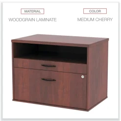 Alera Open Office Desk Series 29.5 x 19.13 x 22.88 Legal/Letter Low File 2-Drawer Cabinet Credenza - Cherry