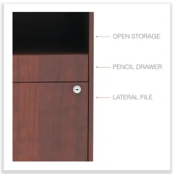 Alera Open Office Desk Series 29.5 x 19.13 x 22.88 Legal/Letter Low File 2-Drawer Cabinet Credenza - Cherry