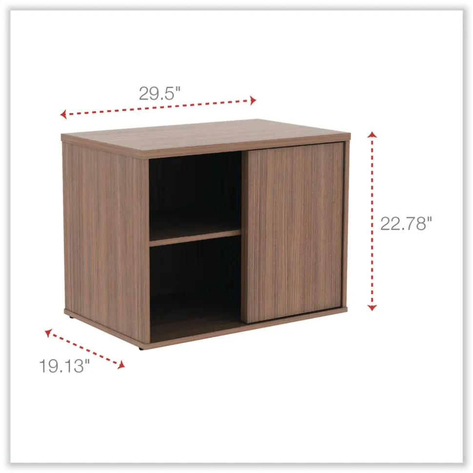 Alera Open Office Desk Series 29.5w x 19.13d x 22.78h Low Storage Cabinet Credenza - Modern Walnut