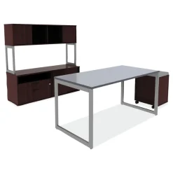 Alera Open Office Desk Series 29.5w x 19.13d x 22.78h Low Storage Cabinet Credenza - Mahogany