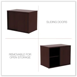 Alera Open Office Desk Series 29.5w x 19.13d x 22.78h Low Storage Cabinet Credenza - Mahogany