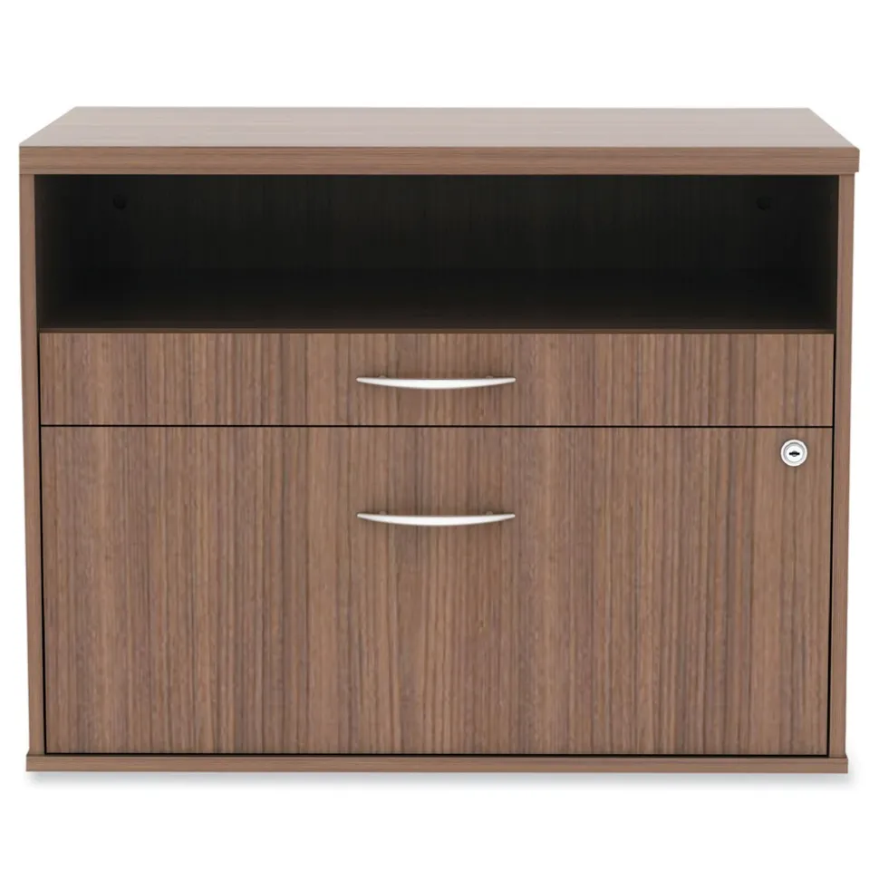 Alera Open Office Series 29.5 in. x 19.13 in. x 22.88 in. 2-Drawer Low File Cabinet Credenza - Walnut