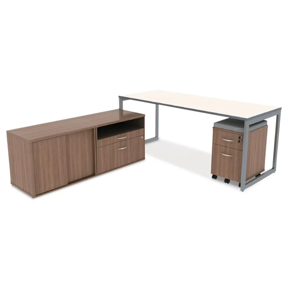 Alera Open Office Series 29.5 in. x 19.13 in. x 22.88 in. 2-Drawer Low File Cabinet Credenza - Walnut
