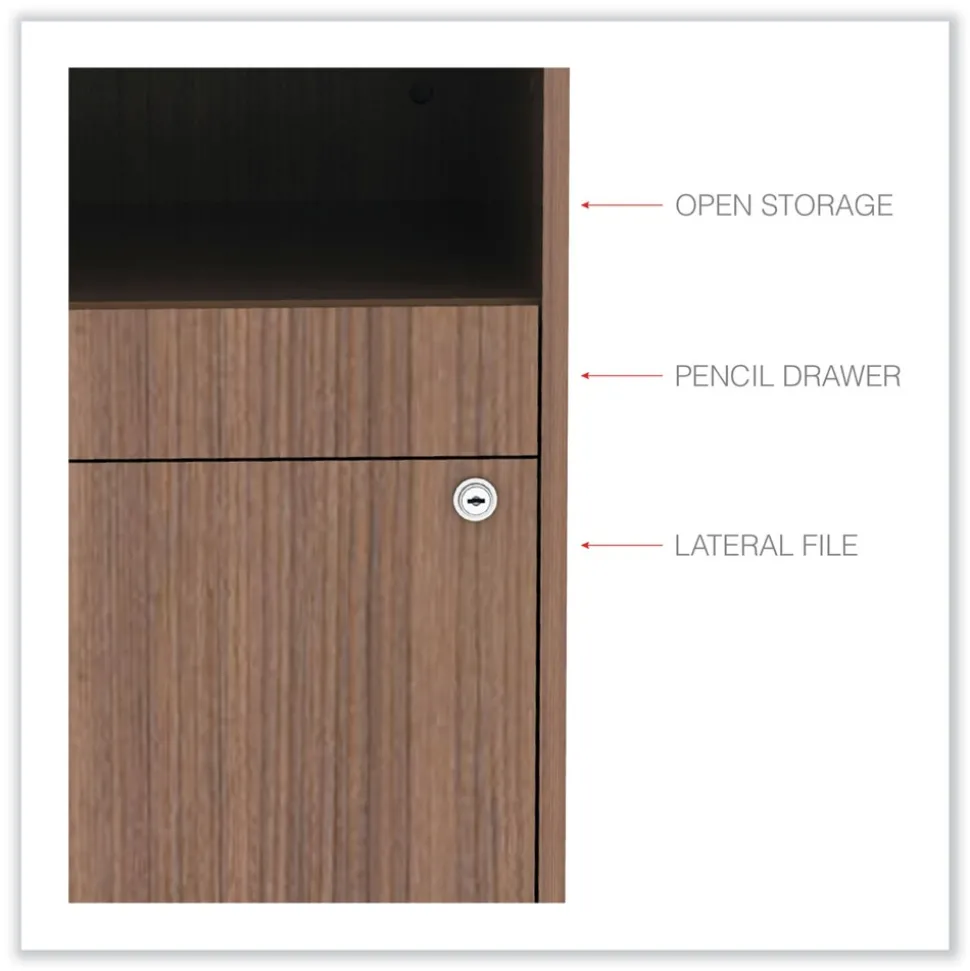 Alera Open Office Series 29.5 in. x 19.13 in. x 22.88 in. 2-Drawer Low File Cabinet Credenza - Walnut