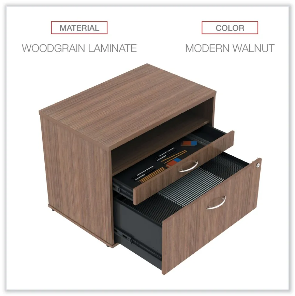 Alera Open Office Series 29.5 in. x 19.13 in. x 22.88 in. 2-Drawer Low File Cabinet Credenza - Walnut