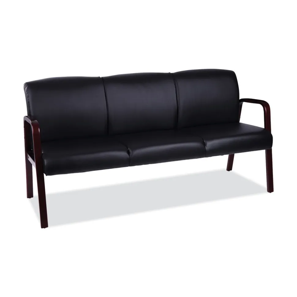 Alera Reception Lounge WL Series 65.13 in. x 26.13 in. x 33 in. 3-Seat Sofa - Black
