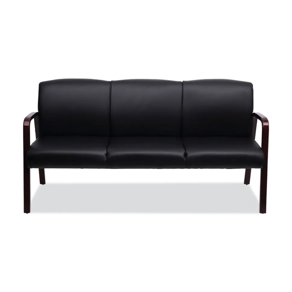 Alera Reception Lounge WL Series 65.13 in. x 26.13 in. x 33 in. 3-Seat Sofa - Black