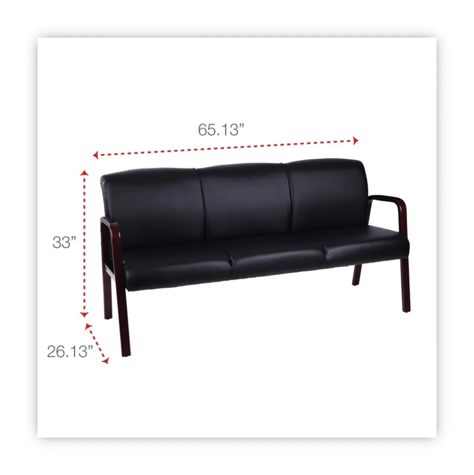 Alera Reception Lounge WL Series 65.13 in. x 26.13 in. x 33 in. 3-Seat Sofa - Black