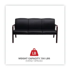 Alera Reception Lounge WL Series 65.13 in. x 26.13 in. x 33 in. 3-Seat Sofa - Black
