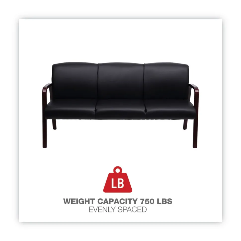 Alera Reception Lounge WL Series 65.13 in. x 26.13 in. x 33 in. 3-Seat Sofa - Black