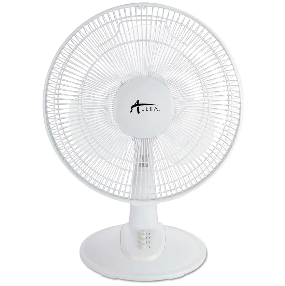 Alera 3-Speed 12 in. Plastic Oscillating Desk Fan - White