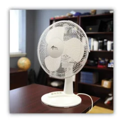 Alera 3-Speed 12 in. Plastic Oscillating Desk Fan - White