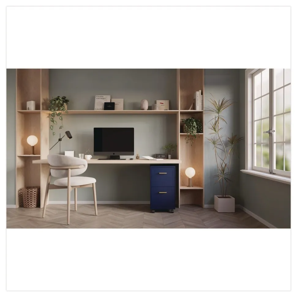 Alera Two-Drawer Mobile Vertical File 2 Letter-Size File Drawers 14.25 x 18 x 26.7 - Navy