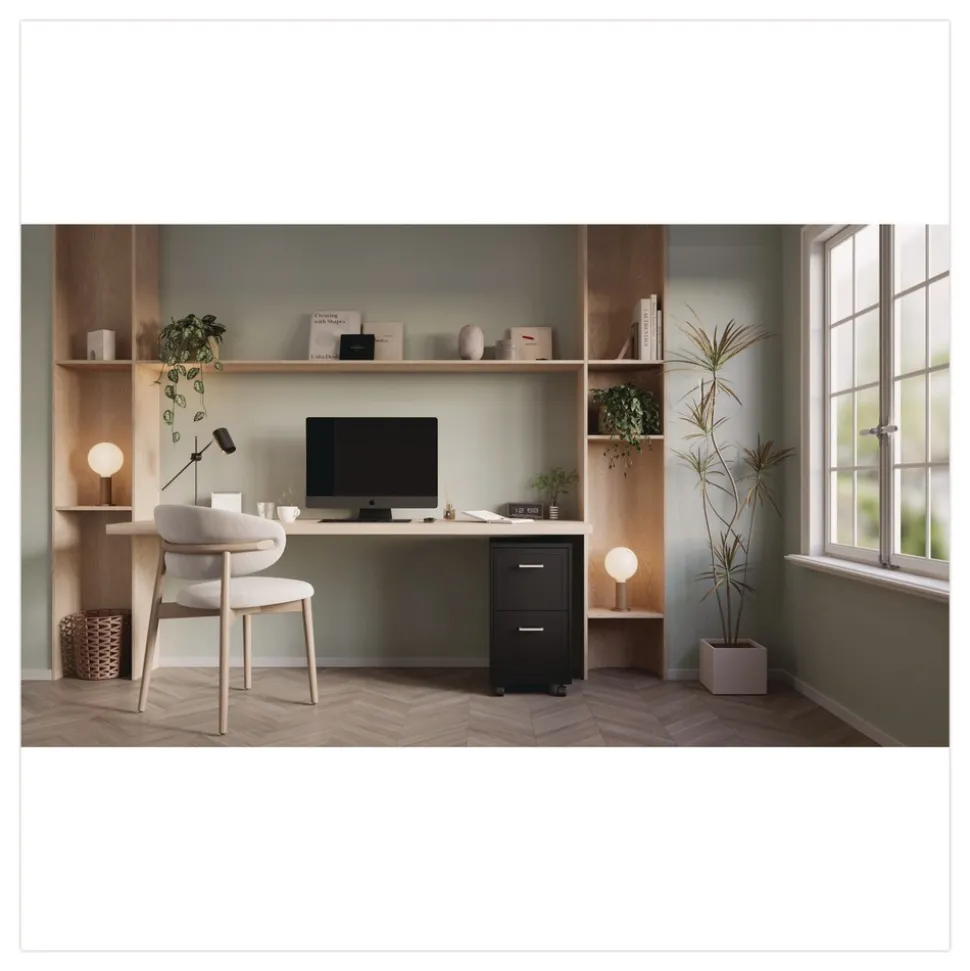 Alera Two-Drawer Mobile Vertical File 2 Letter-Size File Drawers 14.25 x 18 x 26.7 - Black