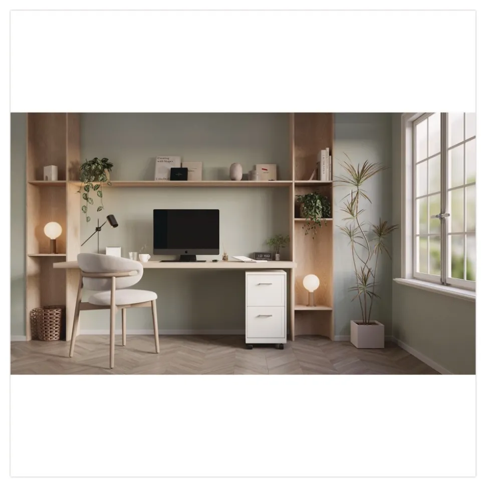 Alera Two-Drawer Mobile Vertical File 2 Letter-Size File Drawers 14.25 x 18 x 26.7 - Pearl White