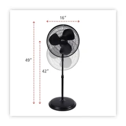 Alera 120V 0.37 Amp 3-Speed 16 in. Pedestal Stand Fan - Black