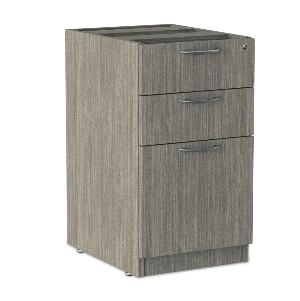 Alera Valencia Series 15.63 in. x 20.5 in. x 28.5 in. Legal/Letter 3-Drawer Full Pedestal File - Gray