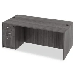 Alera Valencia Series 15.63 in. x 20.5 in. x 28.5 in. Legal/Letter 3-Drawer Full Pedestal File - Gray