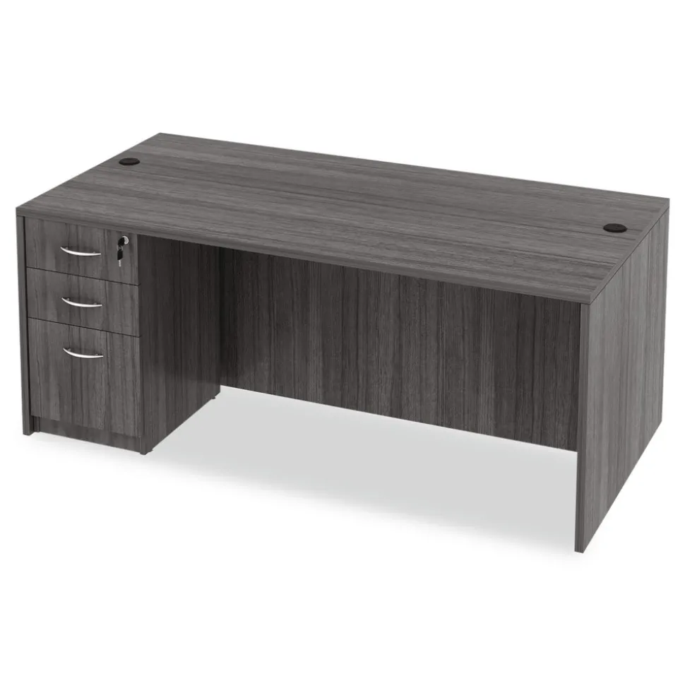Alera Valencia Series 15.63 in. x 20.5 in. x 28.5 in. Legal/Letter 3-Drawer Full Pedestal File - Gray