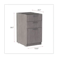 Alera Valencia Series 15.63 in. x 20.5 in. x 28.5 in. Legal/Letter 3-Drawer Full Pedestal File - Gray