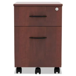 Alera Valencia Series 15.88 in. x 19.13 in. x 22.88 in. Legal/Letter 2-Drawer Mobile Pedestal - Medium Cherry