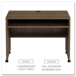 Alera Valencia Series 41.38 in. x 23.63 in. x 30 in. Mobile Workstation Desk - Modern Walnut