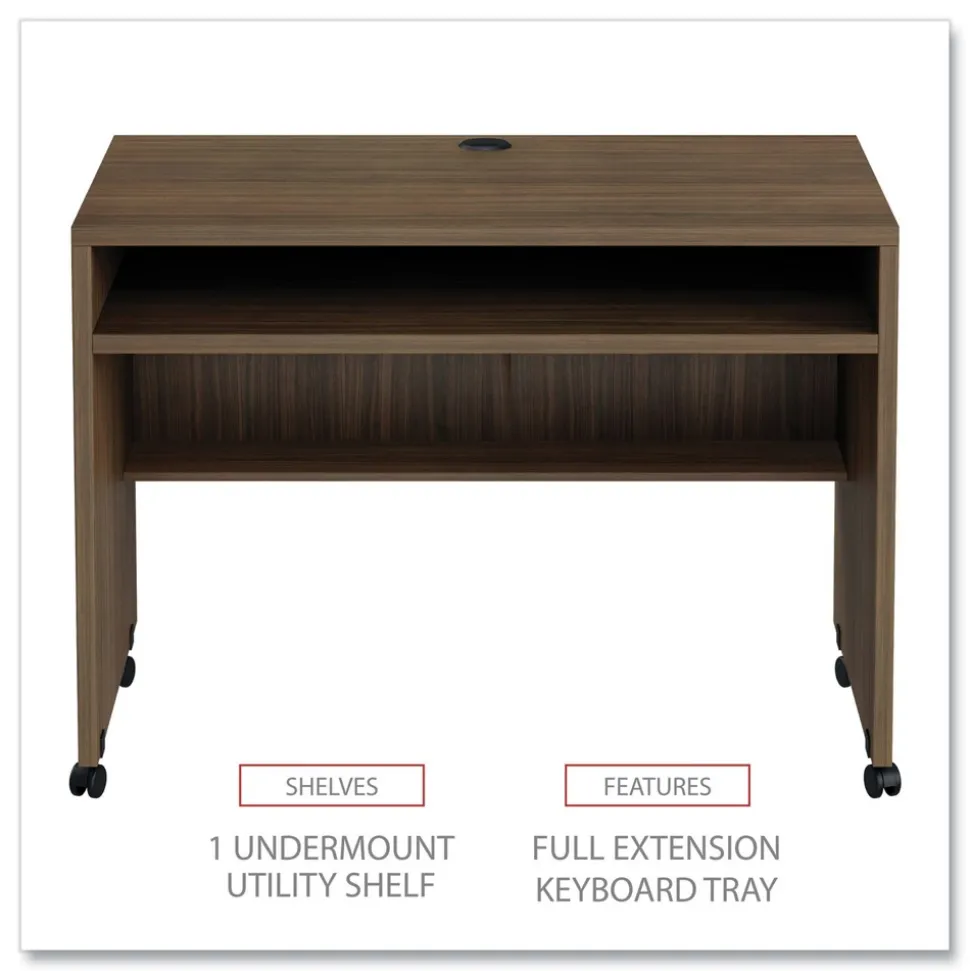 Alera Valencia Series 41.38 in. x 23.63 in. x 30 in. Mobile Workstation Desk - Modern Walnut