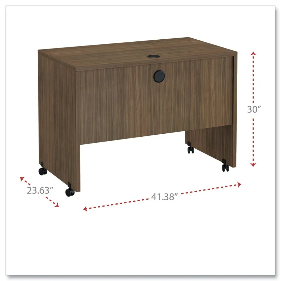 Alera Valencia Series 41.38 in. x 23.63 in. x 30 in. Mobile Workstation Desk - Modern Walnut