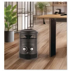 Alera 750W 8 in. x 8 in. x 12 in. 360-Degree Circular Fan Forced Heater - Black