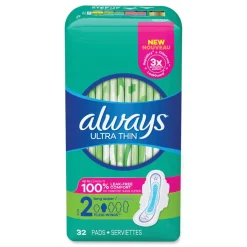 Always Size 2 Ultra Thin Super Absorbent Pads with Wings (3/Carton)