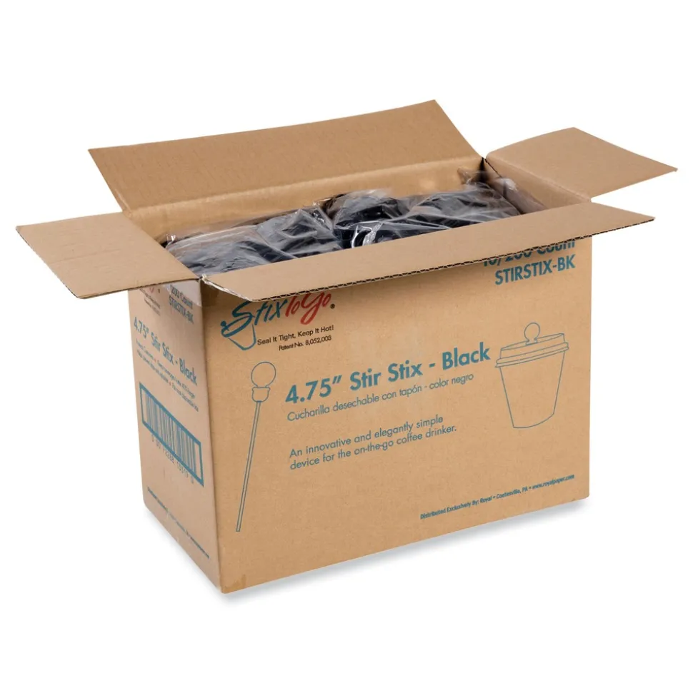 AmerCareRoyal 4.75 in. Beverage Plugs - Black (2000/Carton)