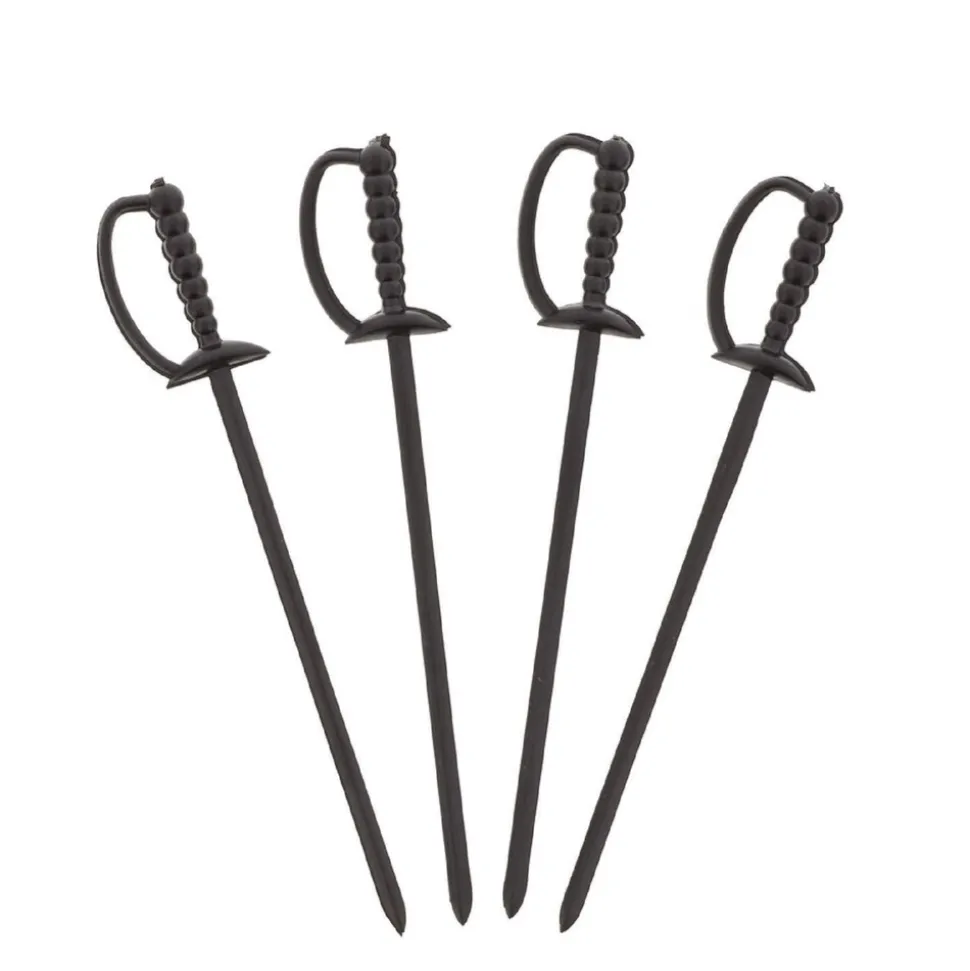 AmerCareRoyal 6 in. Plastic Sword Picks - Black (10000/Carton)