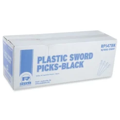AmerCareRoyal 6 in. Plastic Sword Picks - Black (10000/Carton)