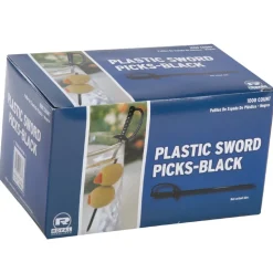 AmerCareRoyal 6 in. Plastic Sword Picks - Black (10000/Carton)
