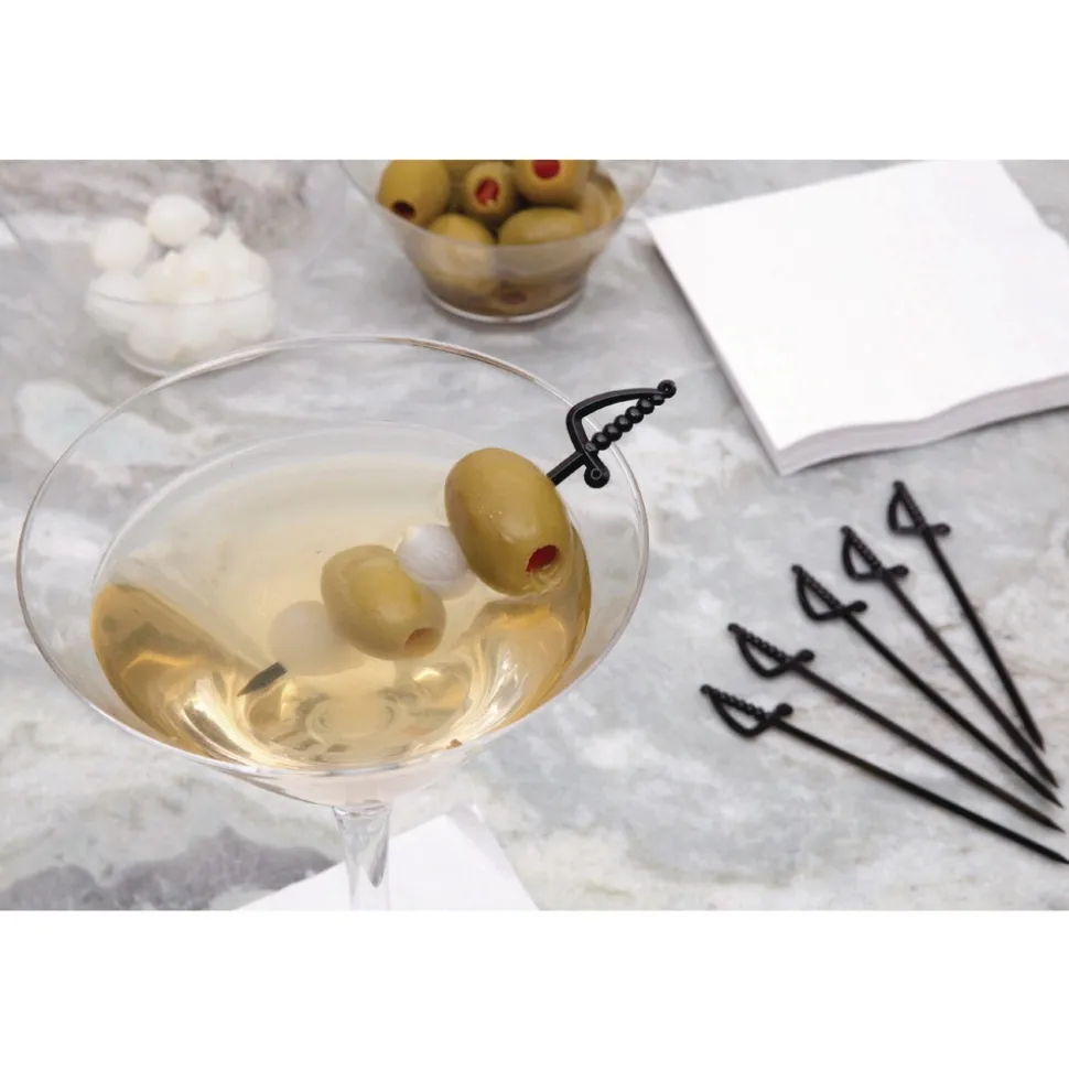 AmerCareRoyal 6 in. Plastic Sword Picks - Black (10000/Carton)