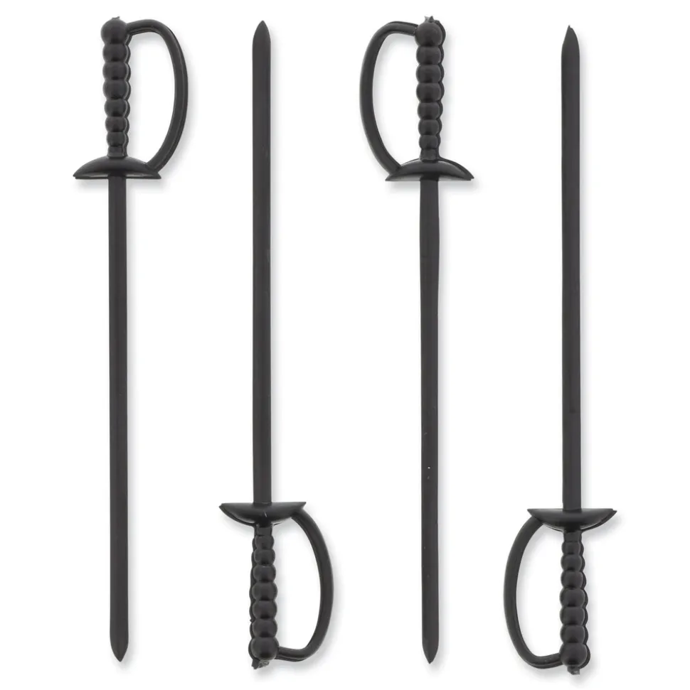 AmerCareRoyal 6 in. Plastic Sword Picks - Black (10000/Carton)