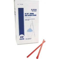 AmerCareRoyal 10.25 in. Plastic Jumbo Spoon Straw - Red (5400/Carton)