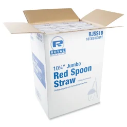 AmerCareRoyal 10.25 in. Plastic Jumbo Spoon Straw - Red (5400/Carton)