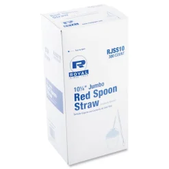 AmerCareRoyal 10.25 in. Plastic Jumbo Spoon Straw - Red (5400/Carton)
