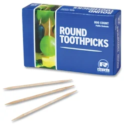 AmerCareRoyal 2.5 in. Round Wood Toothpicks - Natural (96000 Toothpicks/Carton)