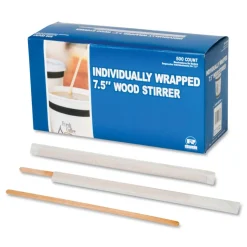 AmerCareRoyal 7.5 in. Wrapped Wood Coffee Stirrers (5000/Carton)