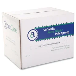 AmerCareRoyal 28 in. x 46 in. One Size Fits All Poly Apron - White (500/Carton)